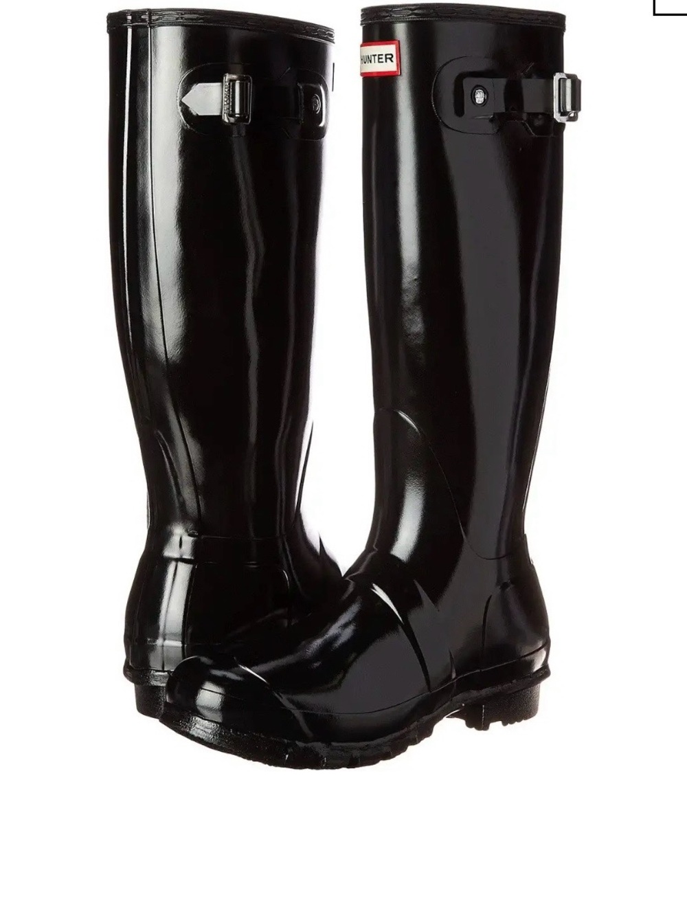 Hunter original Womans Tall Gloss Rain Boots - Black size Euro 40/41 US 9